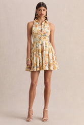 Paulie | Lemon Rose Print Poplin Skater Mini Dress