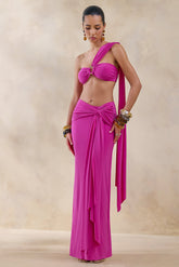 Azura | Hot Pink Wrap Maxi Skirt With Sash