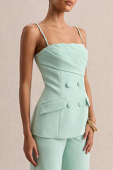 Lunivra | Sage Square-Neck Tailored Top