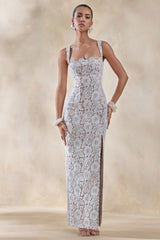 Zarisse | White Lace Square-Neck Maxi Dress