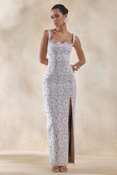 Zarisse | White Lace Square-Neck Maxi Dress