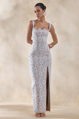 Zarisse | White Lace Square-Neck Maxi Dress