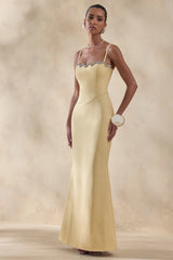 Story | Lemon Scalloped Sweetheart-Neck Maxi Dress With Embellished-Detailing