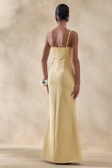 Story | Lemon Scalloped Sweetheart-Neck Maxi Dress With Embellished-Detailing