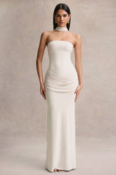Graciella | Stone Bandeau Maxi Dress With Draped Detailing And Scarf