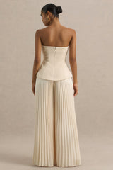 Feeling Good | Nude Bandeau Jumpsuit With Pleated Trouser