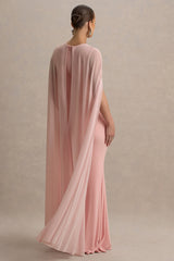 Currant | Pink Crew-Neck Maternity Maxi Dress With Cape