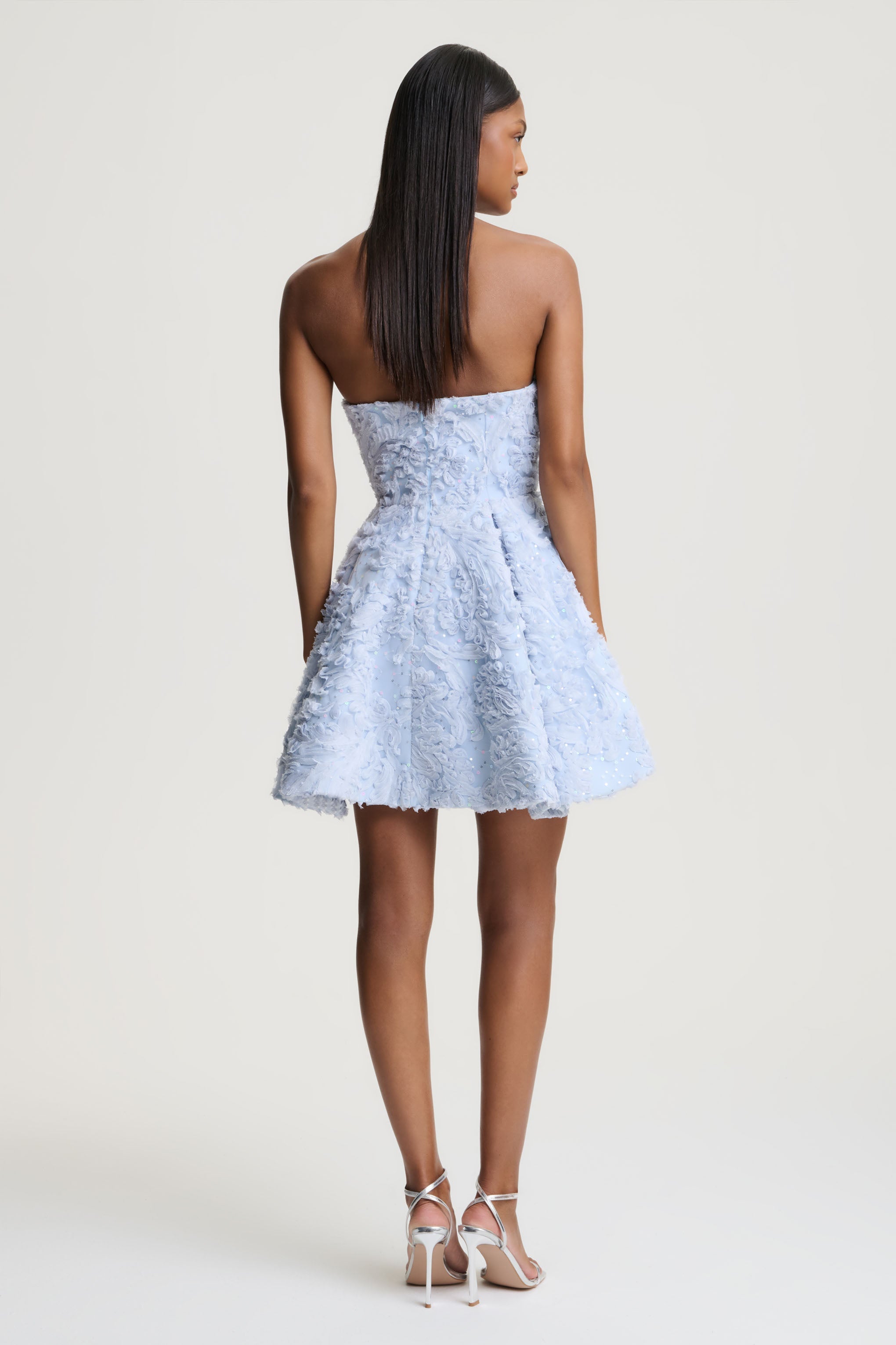 Zosia | Blue Mesh Bandeau Mini Dress
