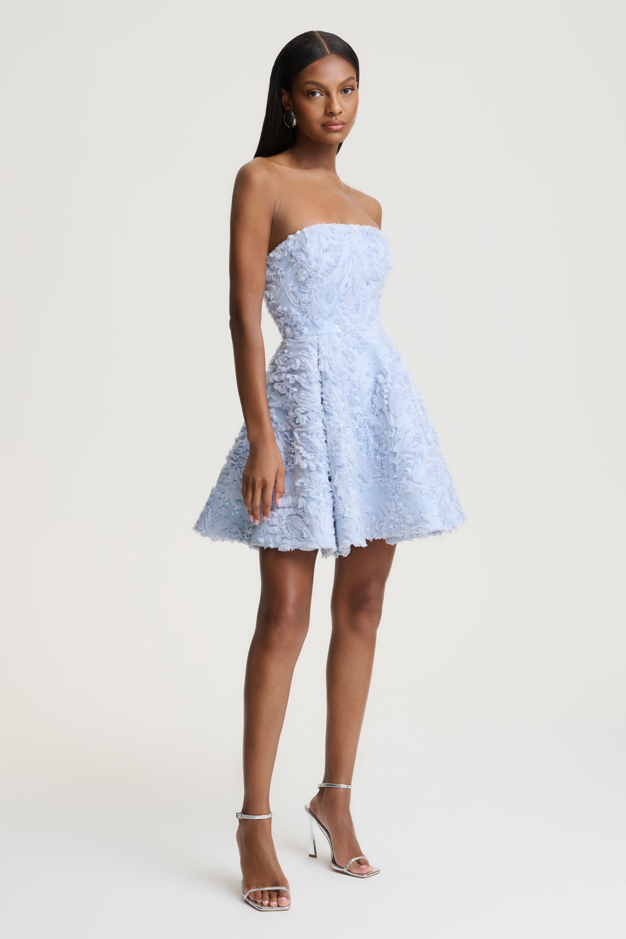 Zosia | Blue Mesh Bandeau Mini Dress