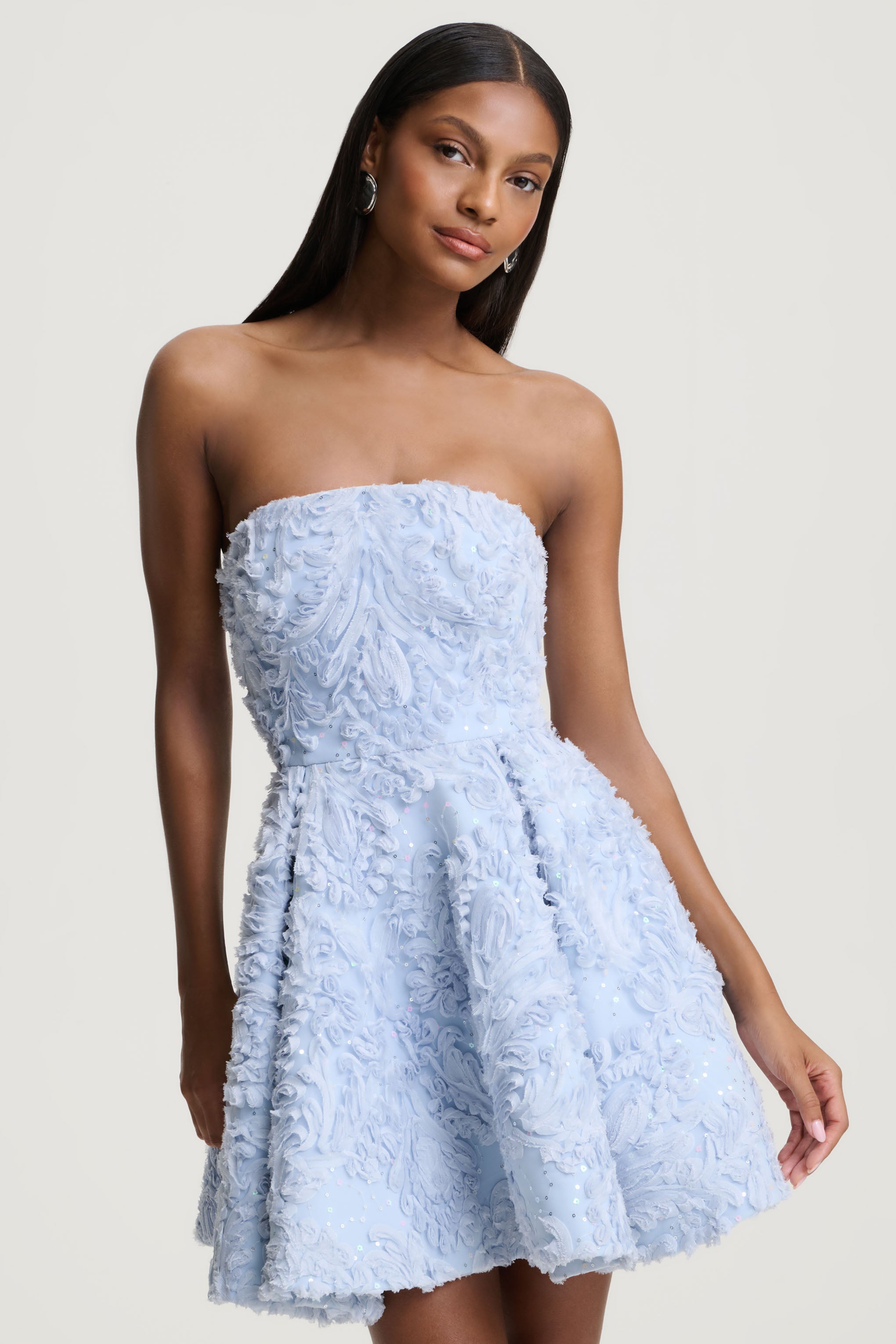 Zosia | Blue Mesh Bandeau Mini Dress