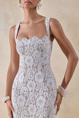 Zarisse | White Lace Square-Neck Maxi Dress