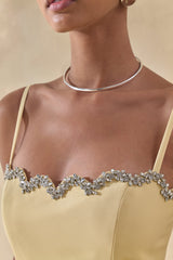 Story | Lemon Scalloped Sweetheart-Neck Maxi Dress With Embellished-Detailing