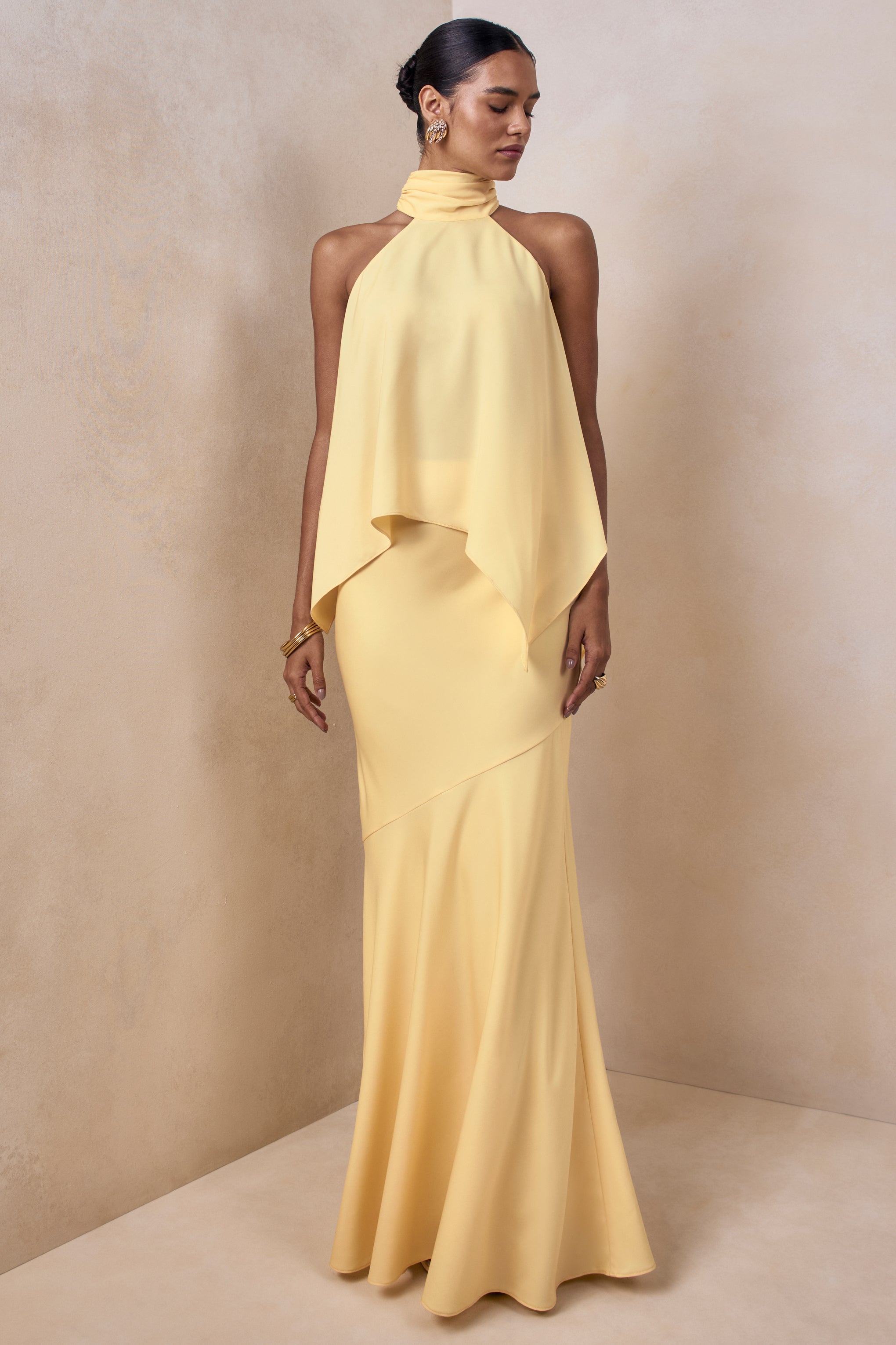 Sancelle | Lemon Satin Halter-Neck Top