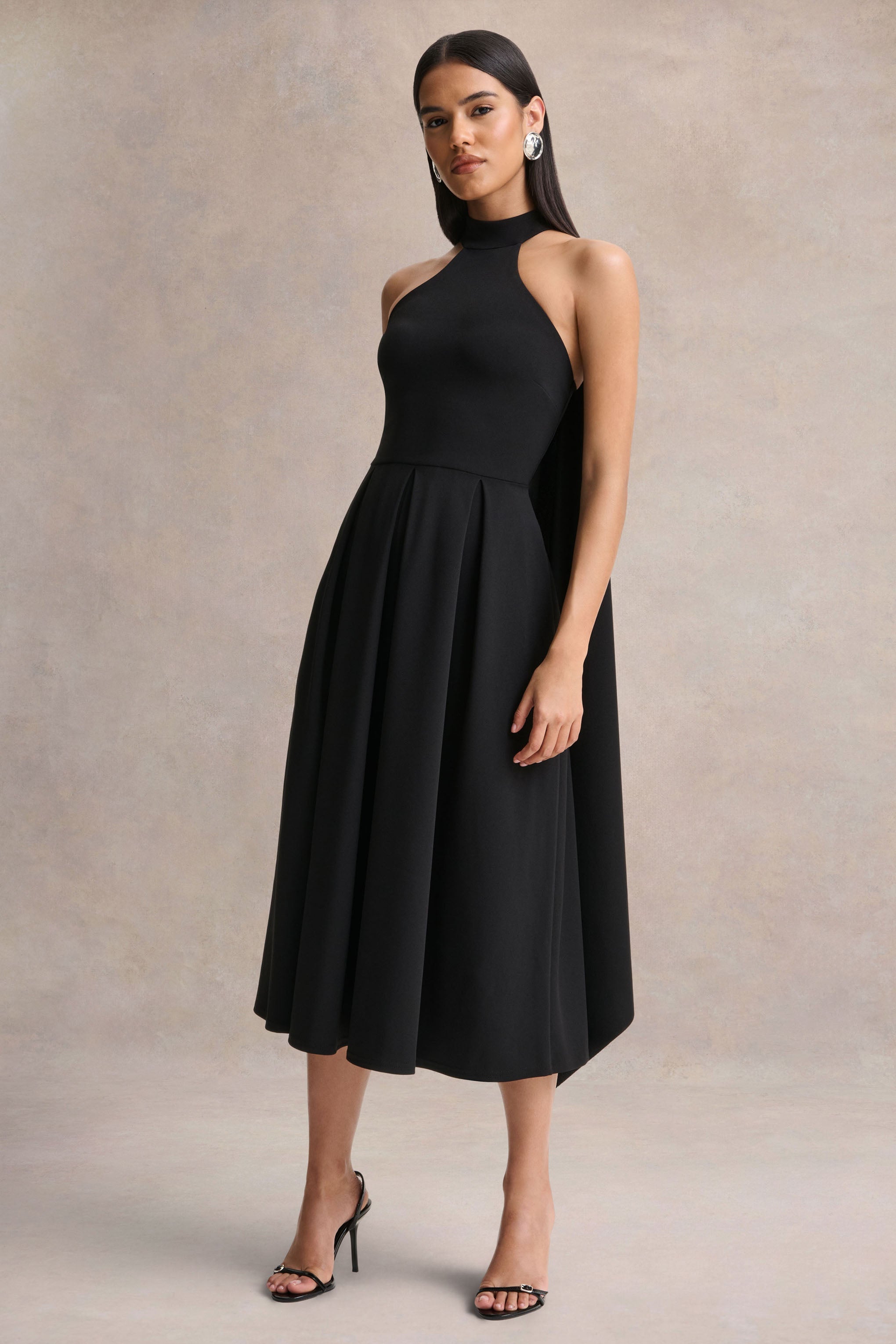 Rhode | Black Halter-Neck Midi Dress