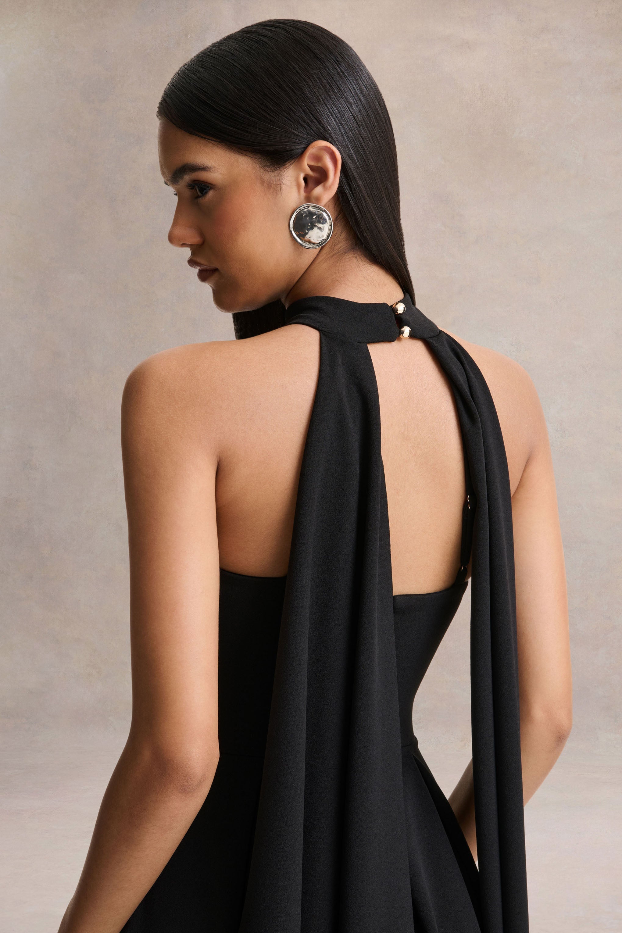 Rhode | Black Halter-Neck Midi Dress
