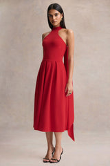Rhode | Red Halter-Neck Midi Dress