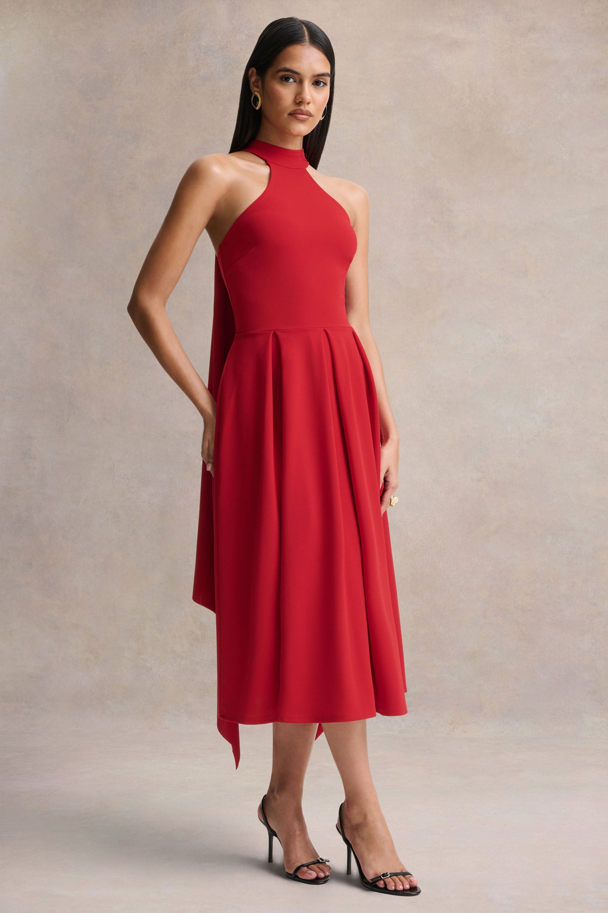 Rhode | Red Halter-Neck Midi Dress