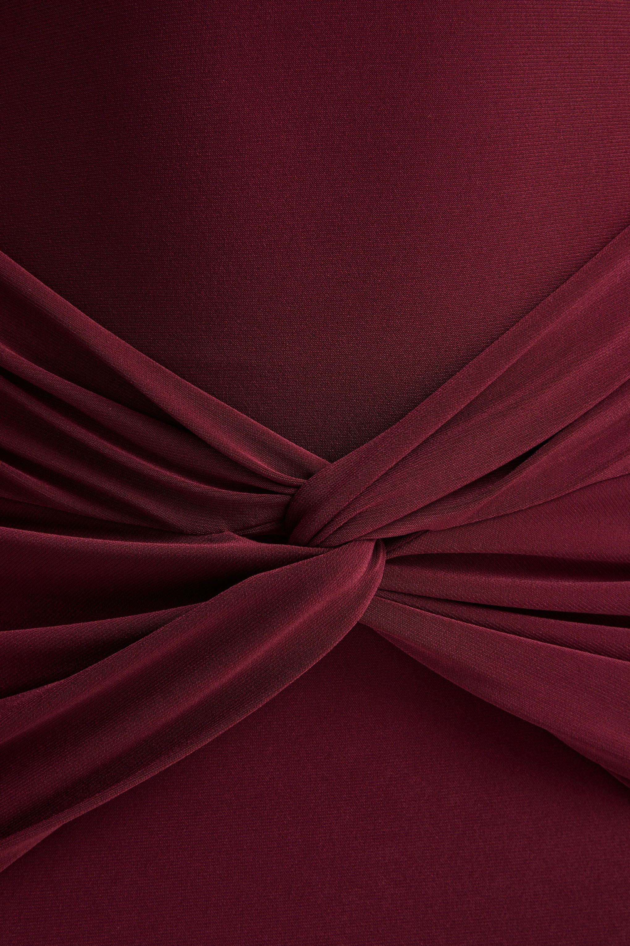 Elodia | Burgundy Bandeau Maxi Dress With Gathered-Detailing