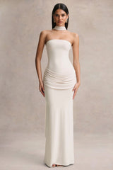 Graciella | Stone Bandeau Maxi Dress With Draped Detailing And Scarf