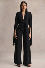 Laurina | Black Plunge-Neck Jumpsuit