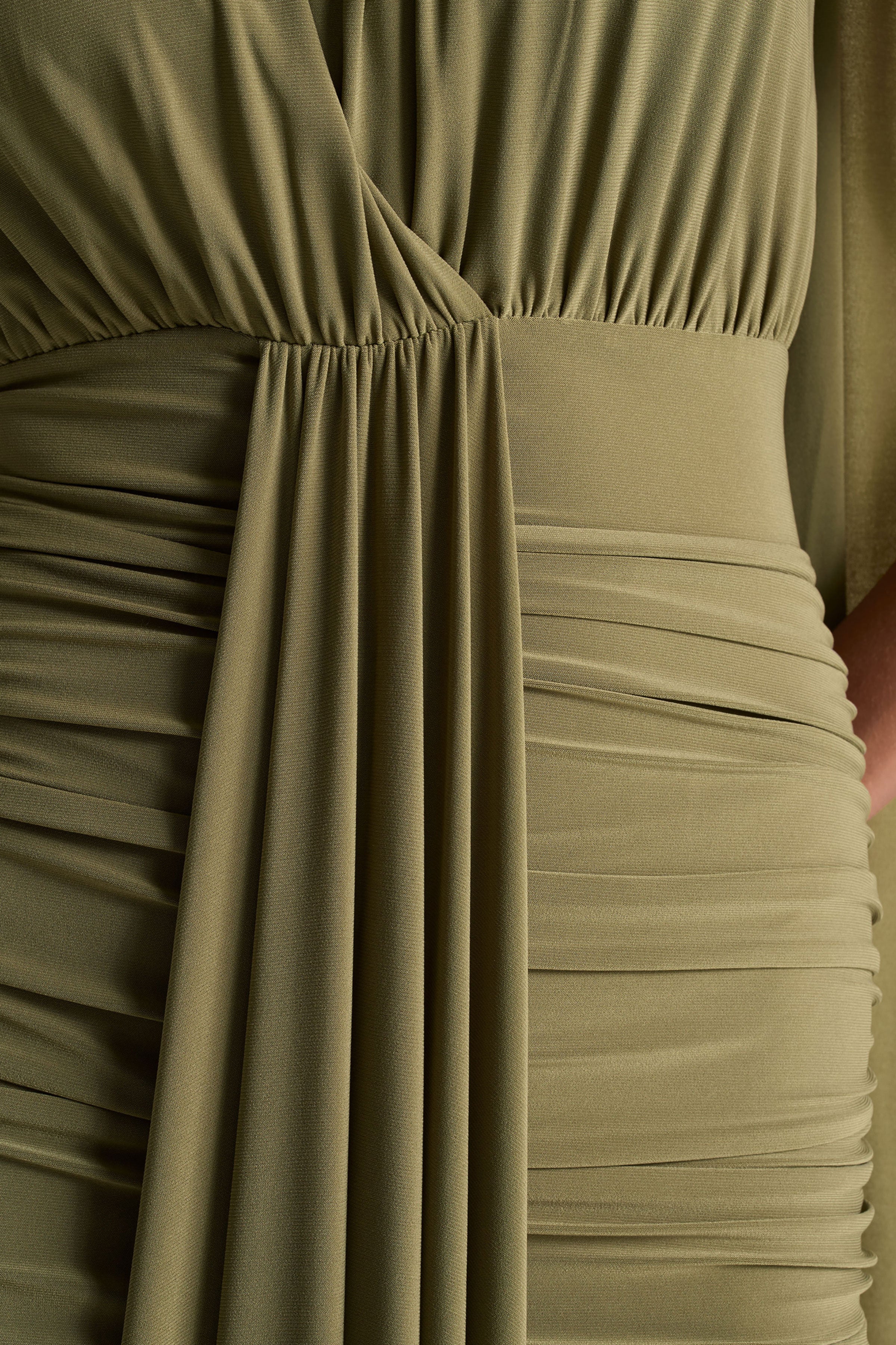 Roselani | Olive Halter-Neck Maxi Dress With Open-Back